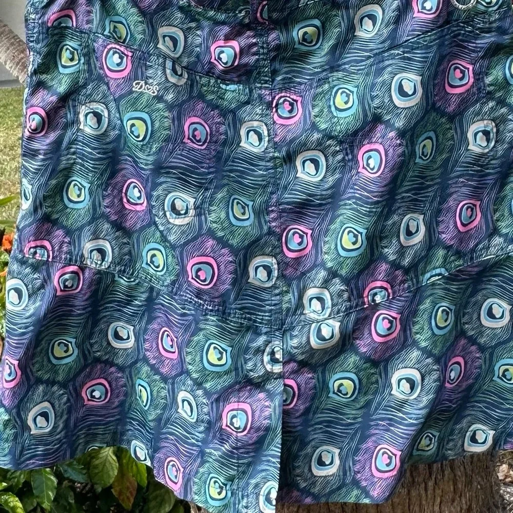 DAILY SPORTS Golf Skort Skirt Womens Size 4 Blue Peacock Feather Athletic Travel